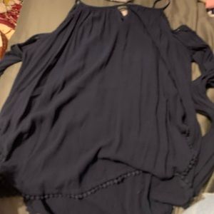 Blue off the shoulder shirt